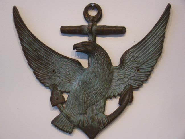 A wonderful vintage bronze American eagle and anchor plaque circa 1900